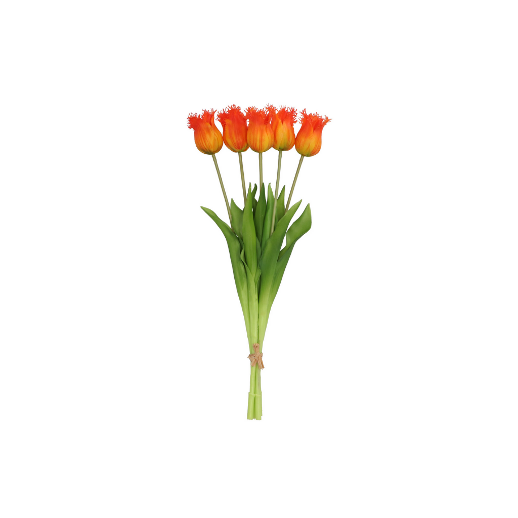 Kunstbloem Zijde Tulp Oranje 46cm 5 stuks