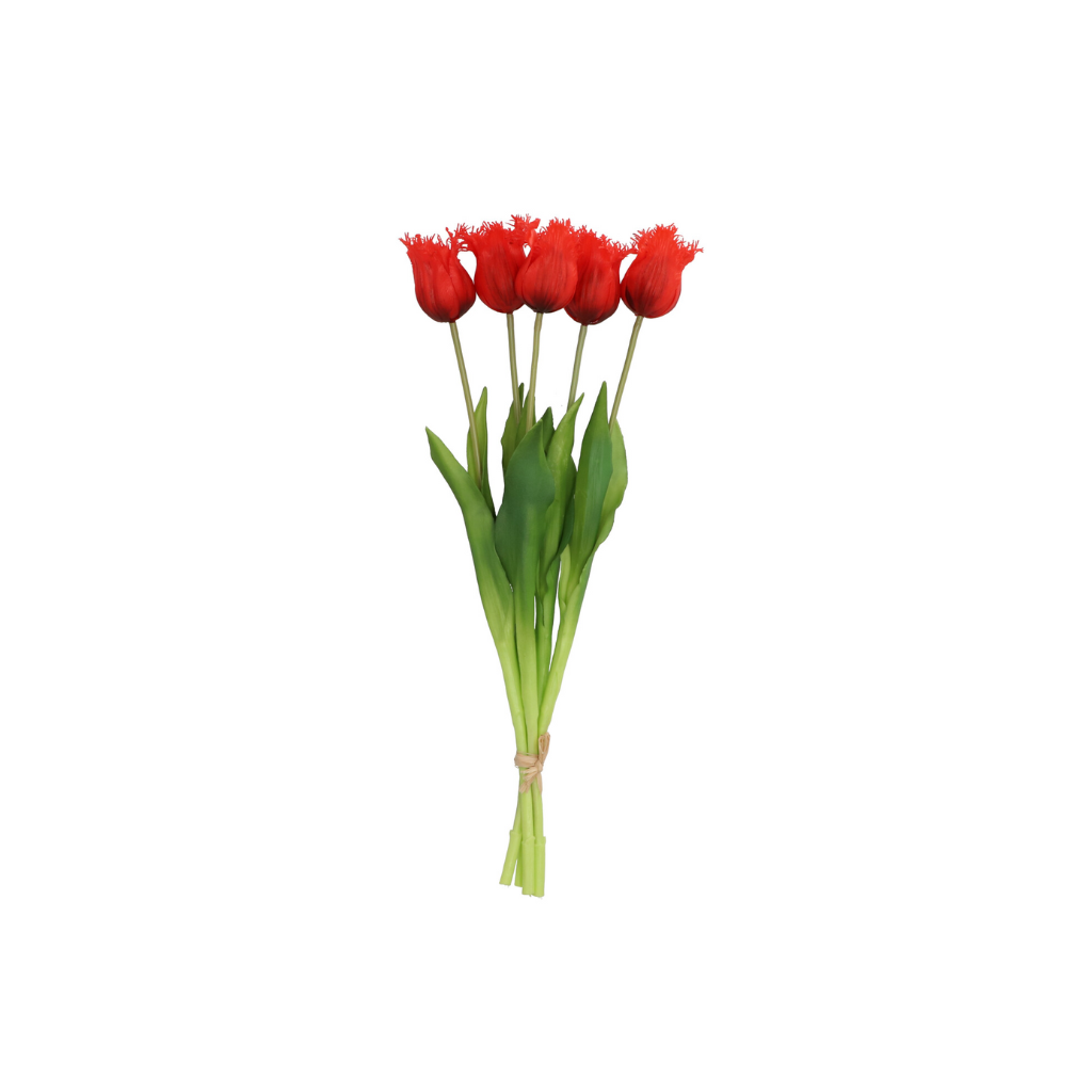 Kunstbloem Zijde Tulp Rood 46cm 5 stuks
