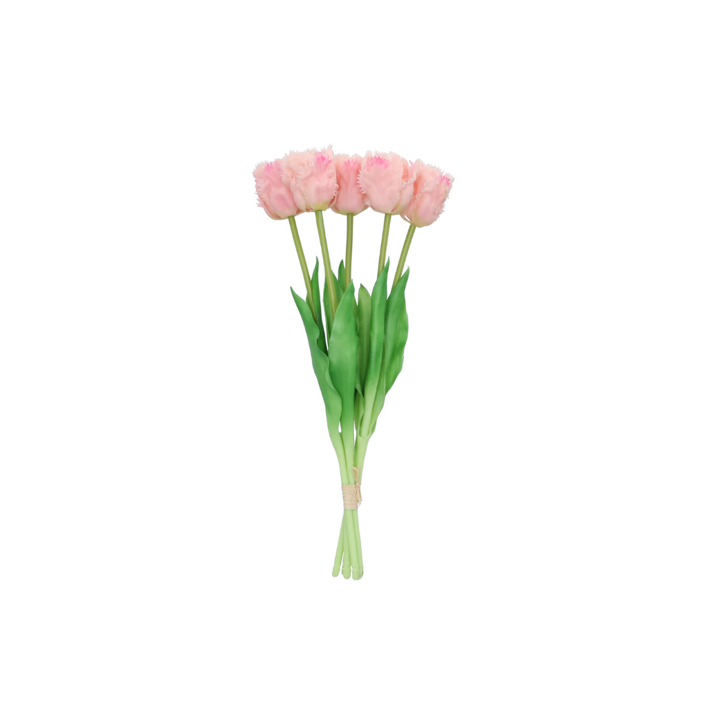 Kunstbloem Zijde Papegaai Tulp Roze 39cm 5 stuks