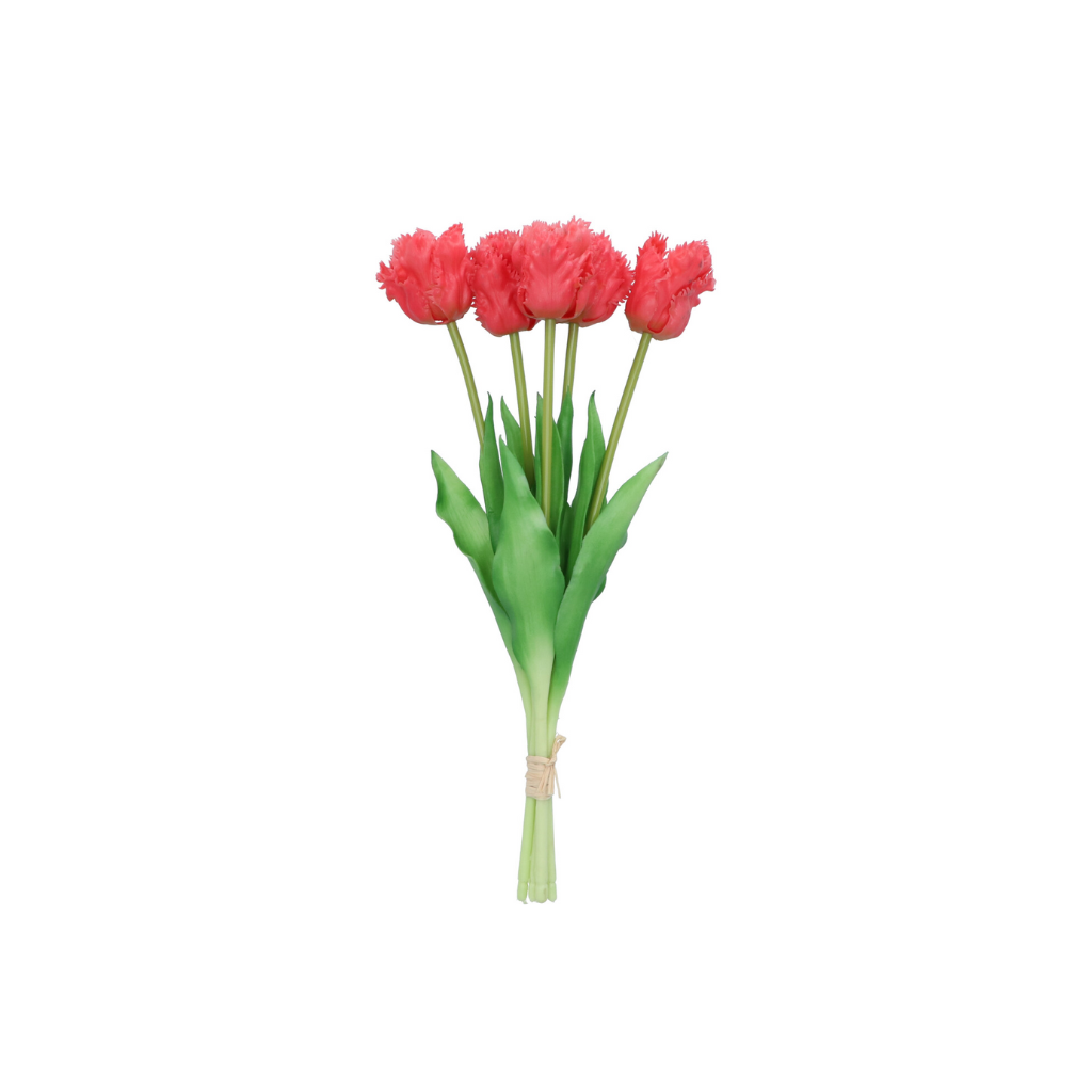 Kunstbloem Zijde Papegaai Tulp Fuchsia 39cm 5 stuks