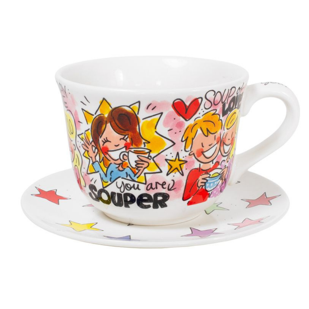 Blond Amsterdam Soepkom Souper en Bord Even Bijkletsen Set