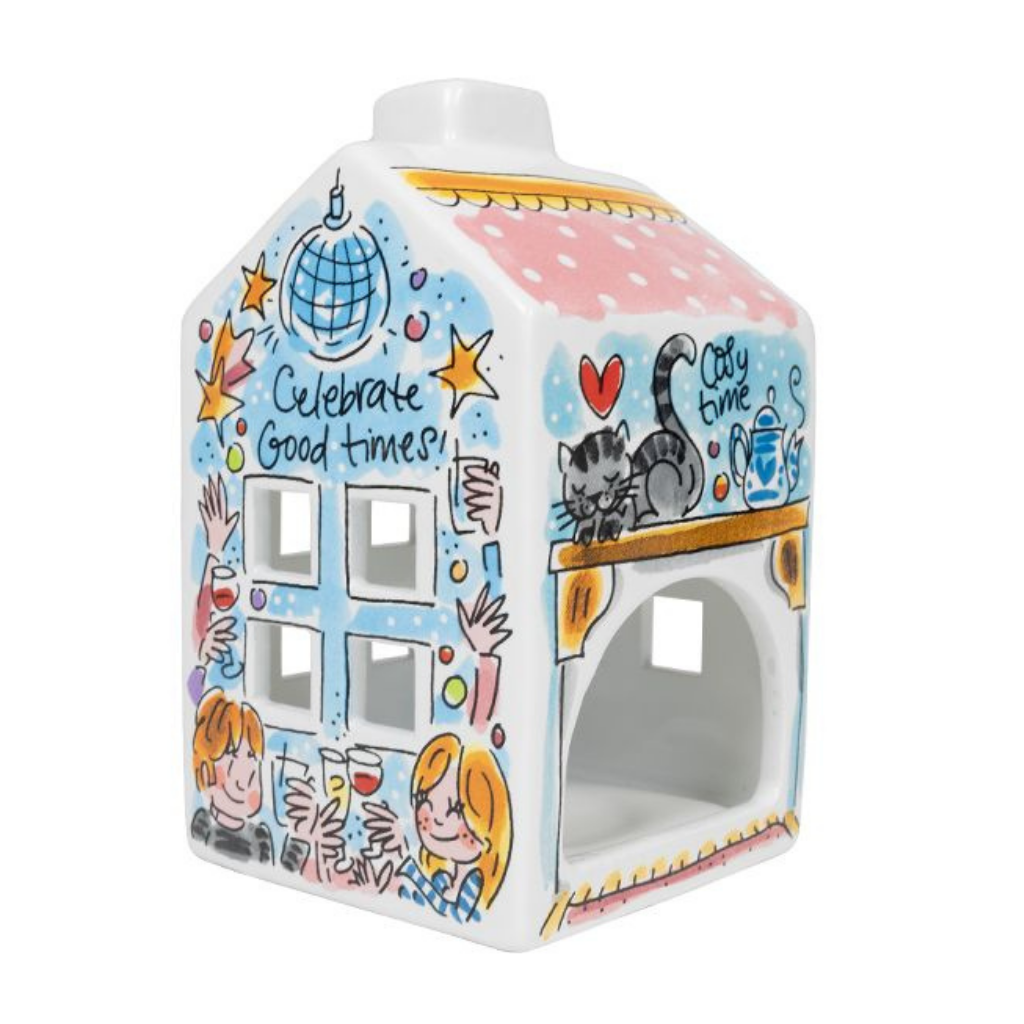 Blond Amsterdam Theelicht Huisje Even Bijkletsen 14 x 8 x 8 cm