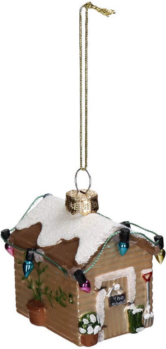 Kersthanger Blokhut Glas Bruin 5.9 cm