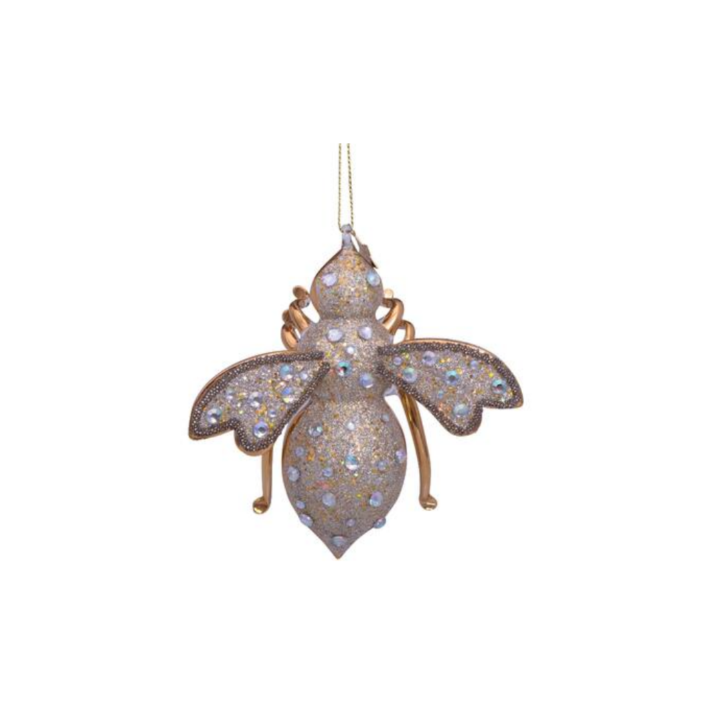 Vondels Kersthanger gouden bij met diamanten 12 cm