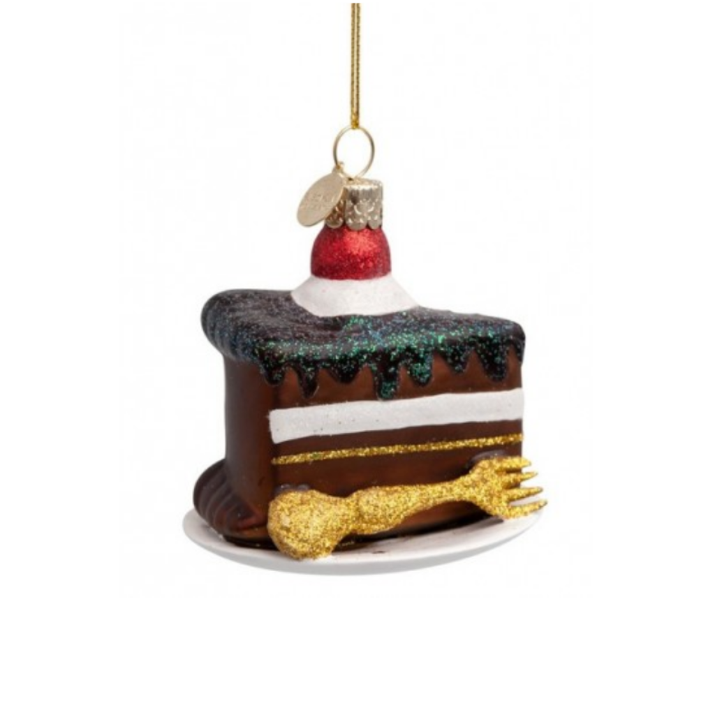 Vondels Kersthanger Chocoladetaartje met Gouden Vork