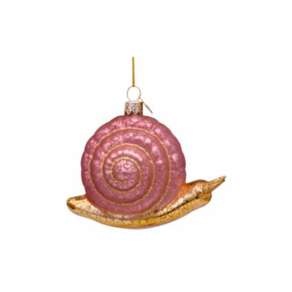 Vondels Kersthanger Slak met Roze Huis 15.5 cm