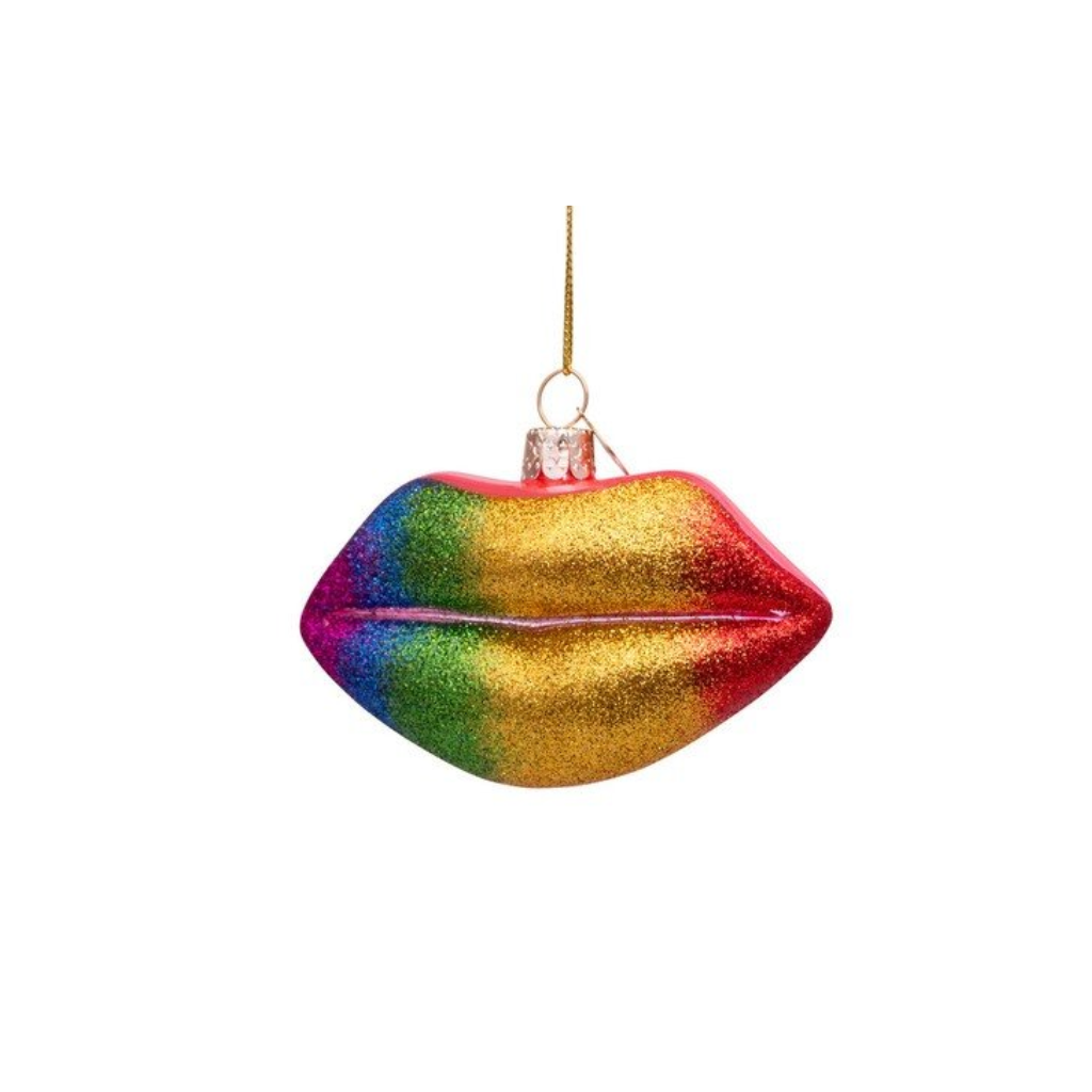 Vondels Kersthanger regenboog lippen 6 cm