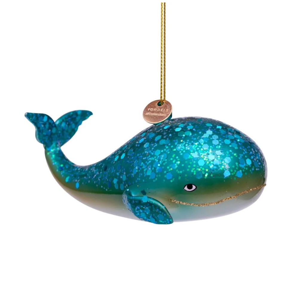Vondels Kersthanger blauwe walvis 4.5 cm