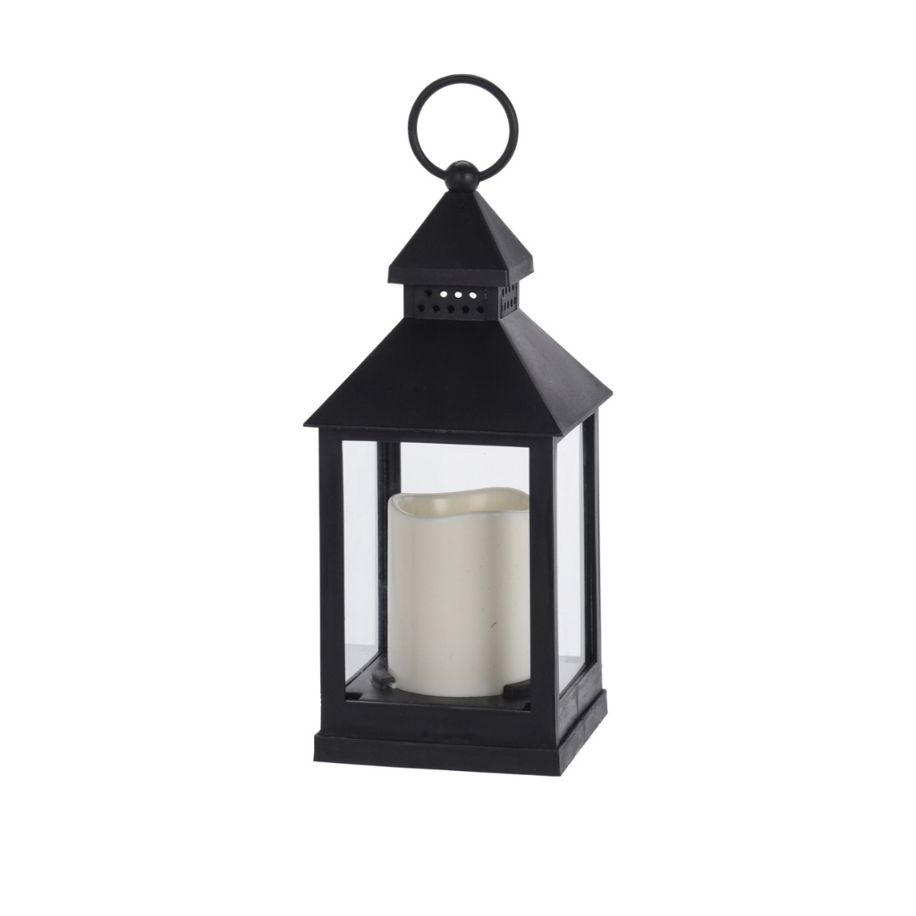 Lantaarn met LED kaars 23 cm