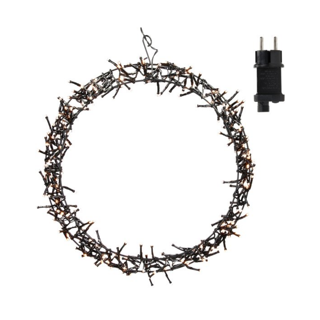 Kerstkrans ring LED warm wit 38 cm