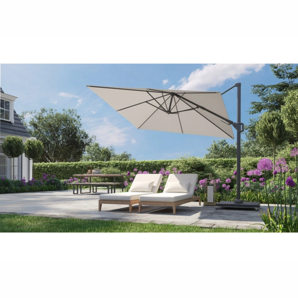Platinum Zweefparasol Voyager T² Light Grey Vierkant 270 x 270 cm