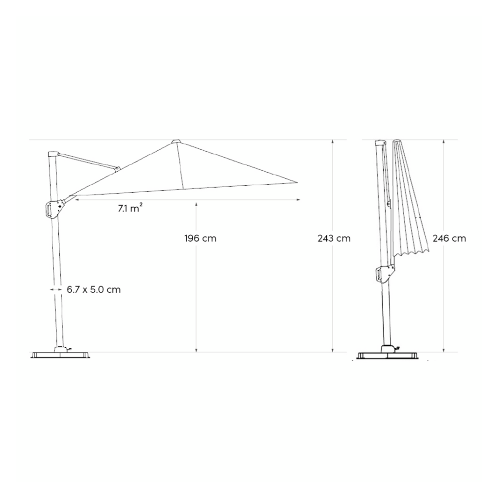 Platinum Zweefparasol Voyager T¹ Light Grey Rond Ø 300 cm