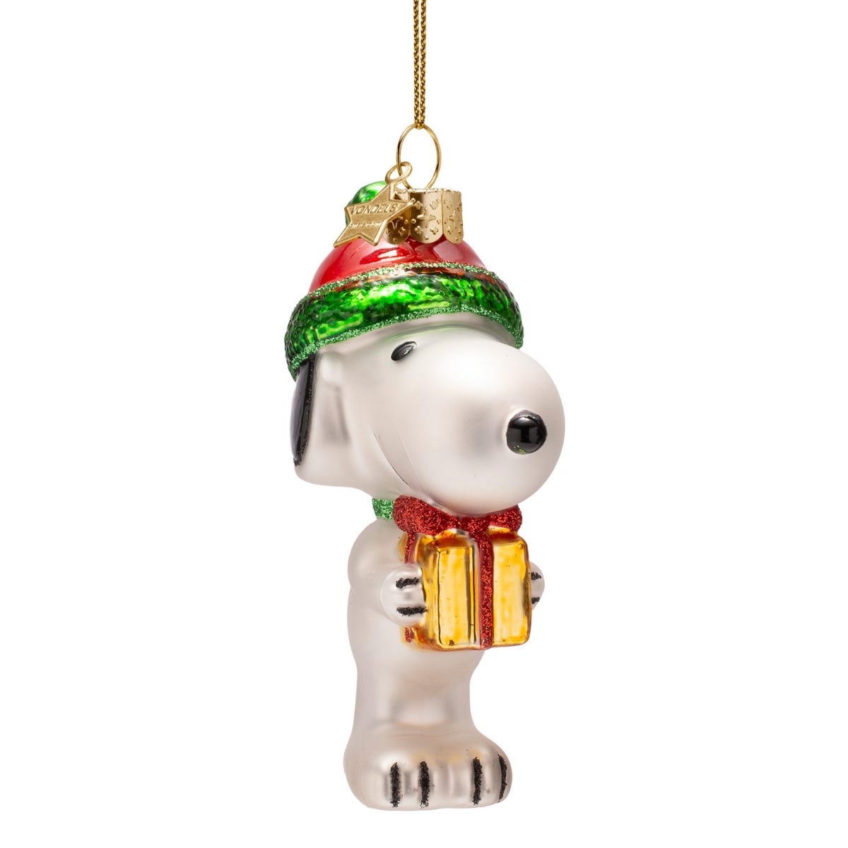 Vondels Kerstornament Snoopy met cadeau Wit 6.5 x 4 x 10.5 cm