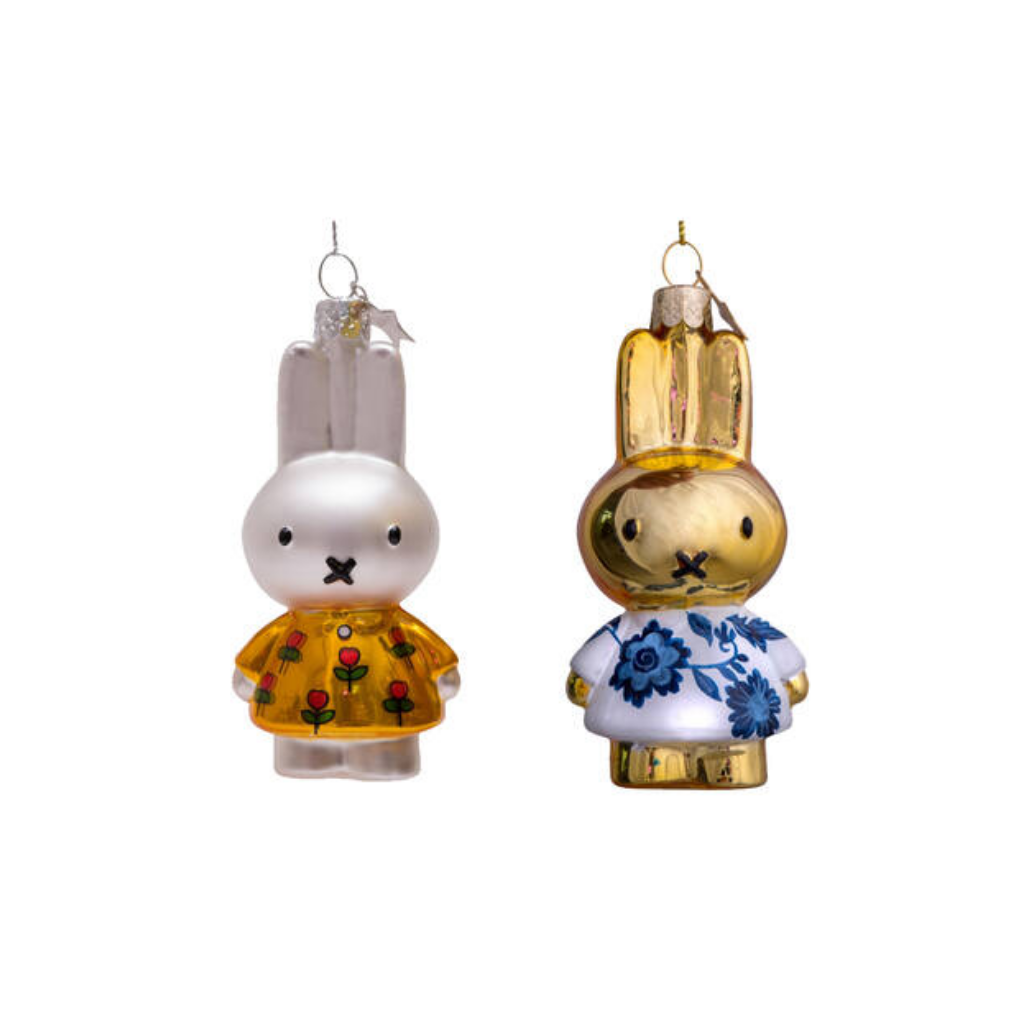 Vondels Kersthanger delft blauw/tulpen set nijntje 9 cm