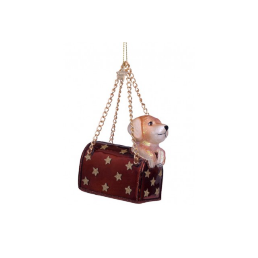Vondels Kersthanger Damestas met labrador pup 7 cm