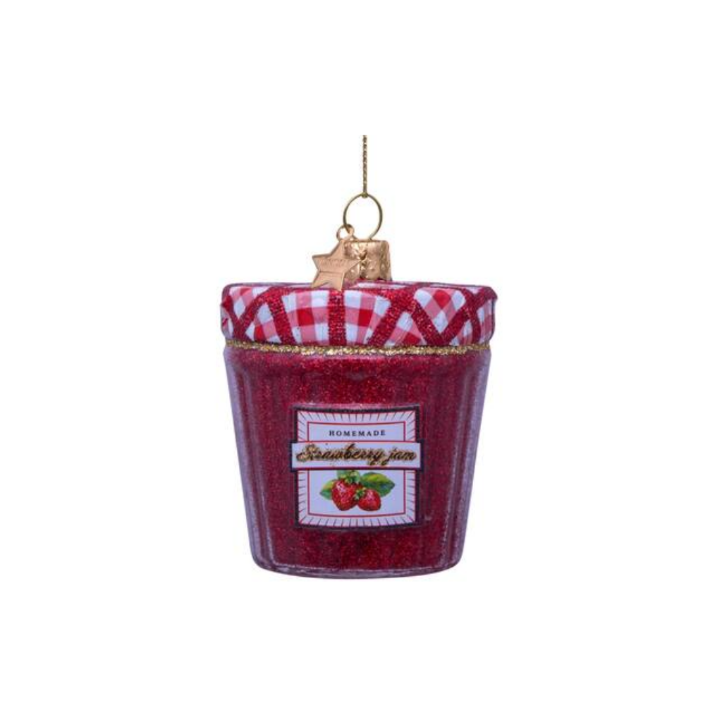 Vondels Kersthanger rode aardbeienjam pot 7 cm