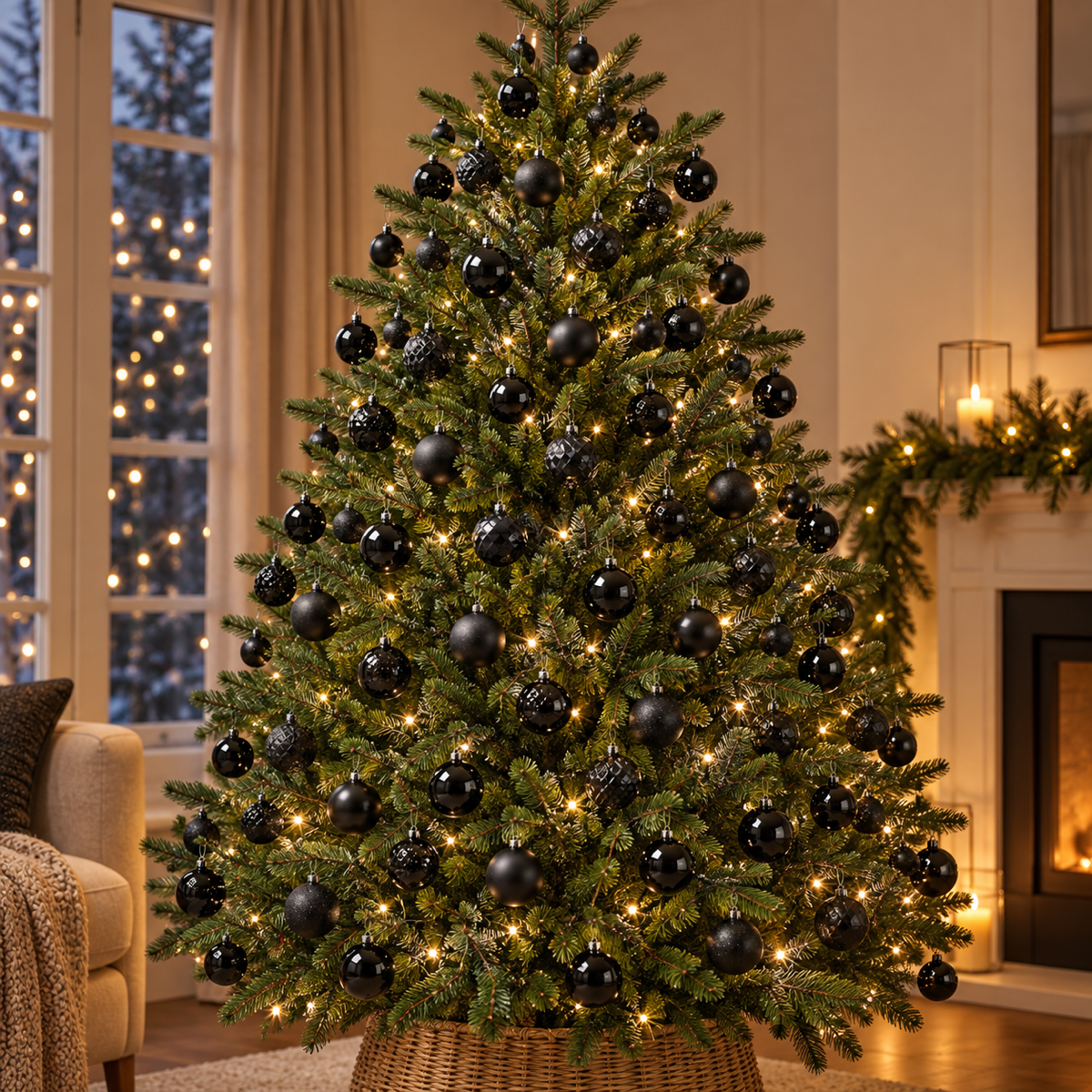 Decoris Kerstbal Kunststof Black Zwart 100 stuks
