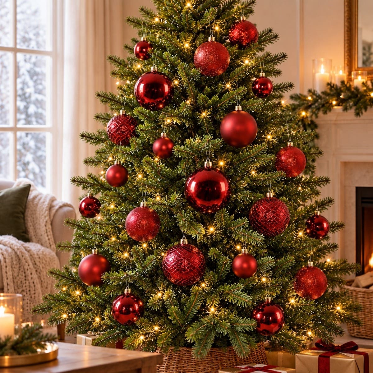 Decoris Kerstbal Kunststof Oxblood Rood 100 stuks