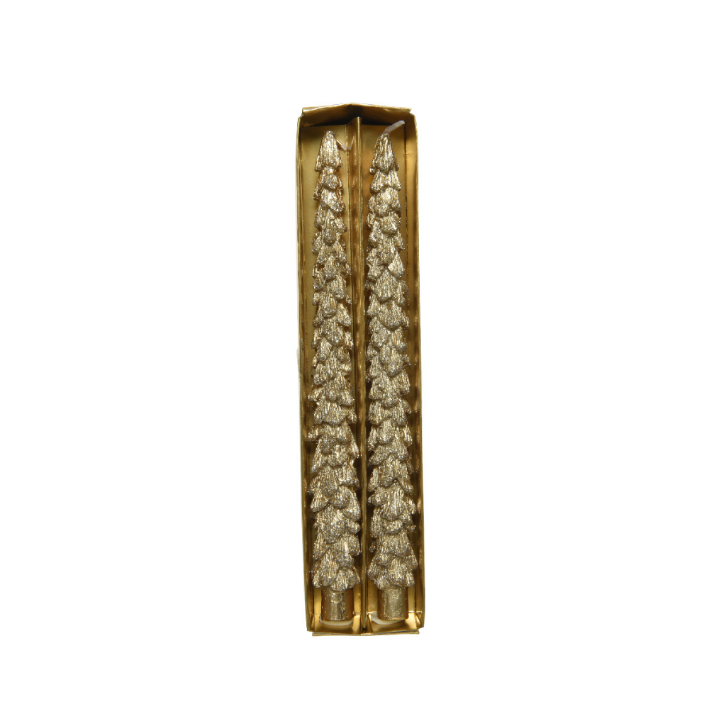 Decoris Dinerkaars paraffine kerstboom glitter goud 27 cm