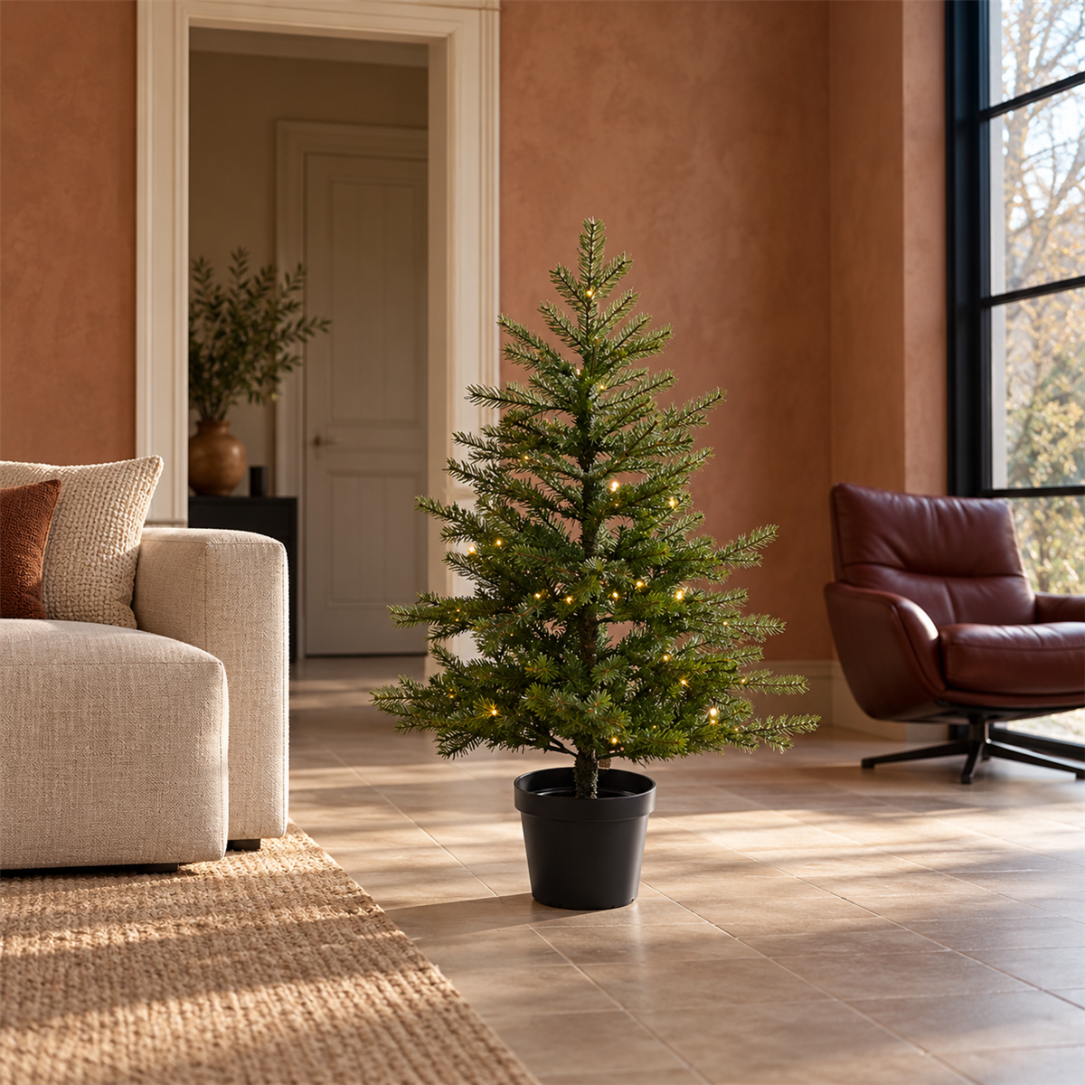 Everlands Buitenboom Grandis Groen met Verlichting en Timer 120 cm