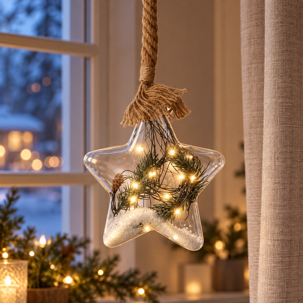 Lumineo Verlicht Kerstfiguur Micro Ster Warm Wit 15 Lampjes 20 cm