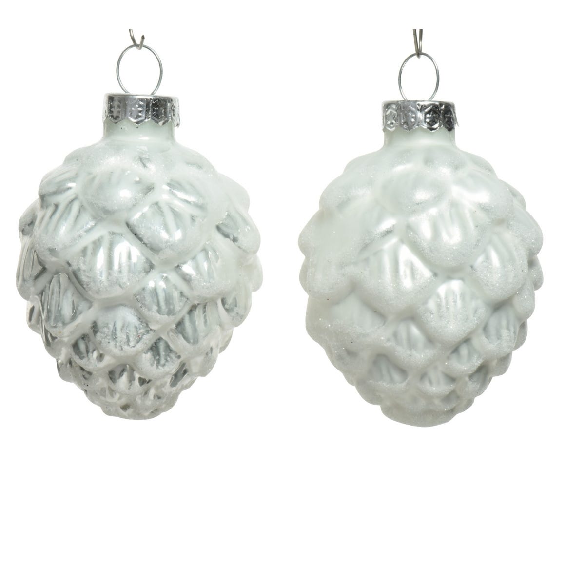 Decoris Dennenappels Glas Wit Ø 5 cm 6 Stuks
