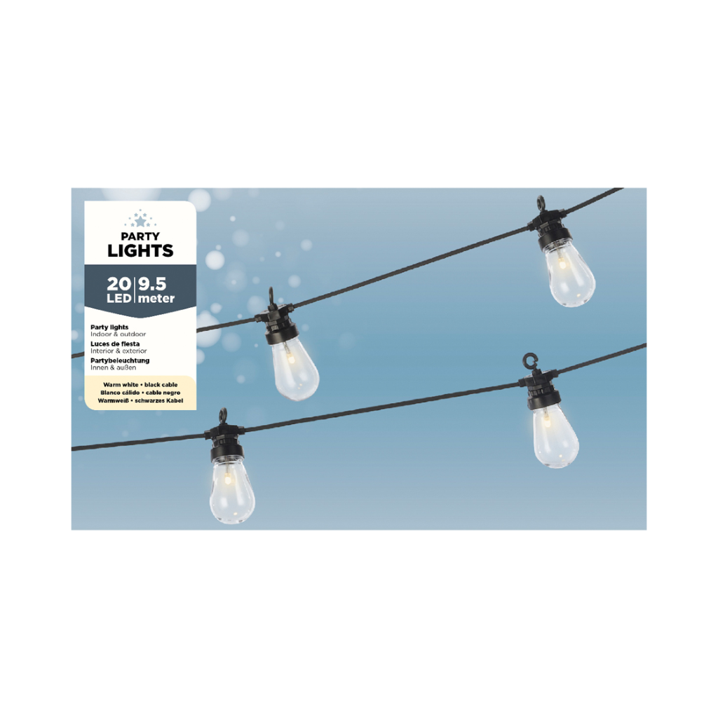 Lumineo LED Partylight Buiten 20 lampjes zwart 9.5m