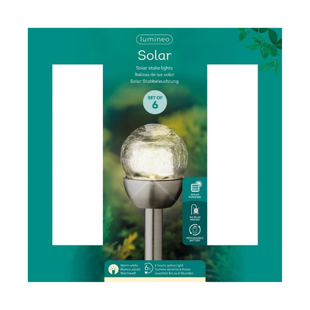 Lumineo Solar Stake Verlichting Rvs Stuks Zilver 245 x 55 cm