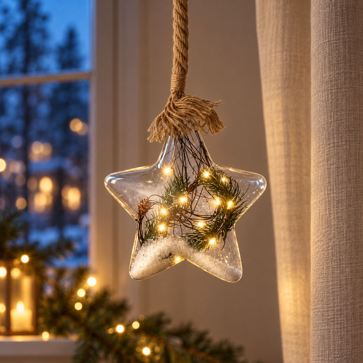 Lumineo Verlicht Kerstfiguur Micro Ster Touw Warm Wit 10 Lampjes 15.5 cm