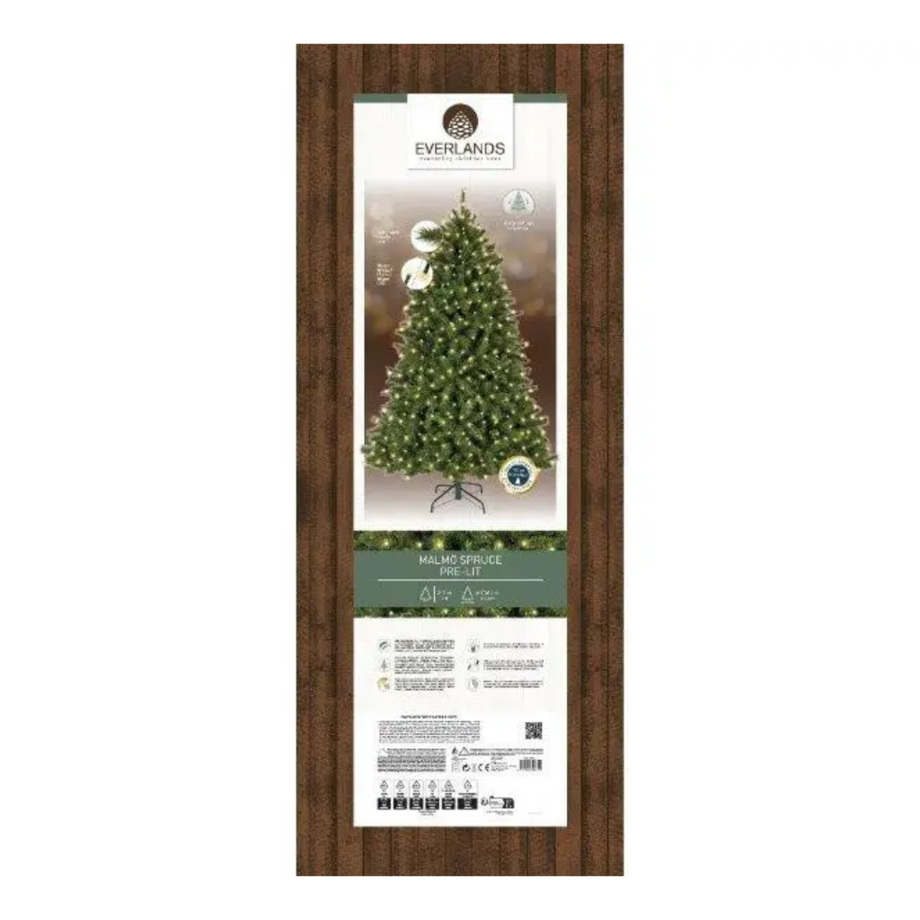 Everlands Kunstkerstboom Malmц Spruce Frosted met Verlichting 210 x 136 cm