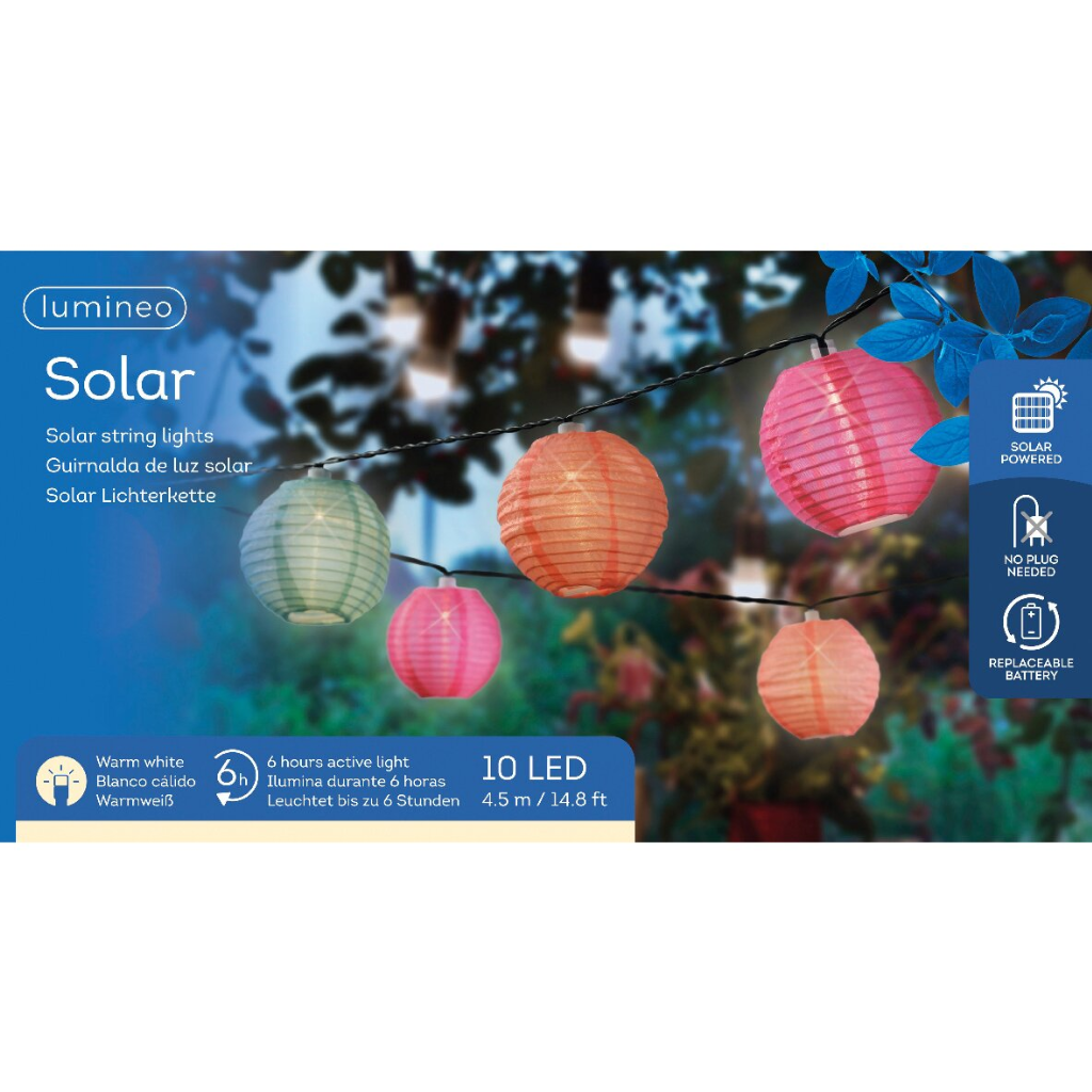 Lumineo Solar lampion verlichting multicolor 450 cm
