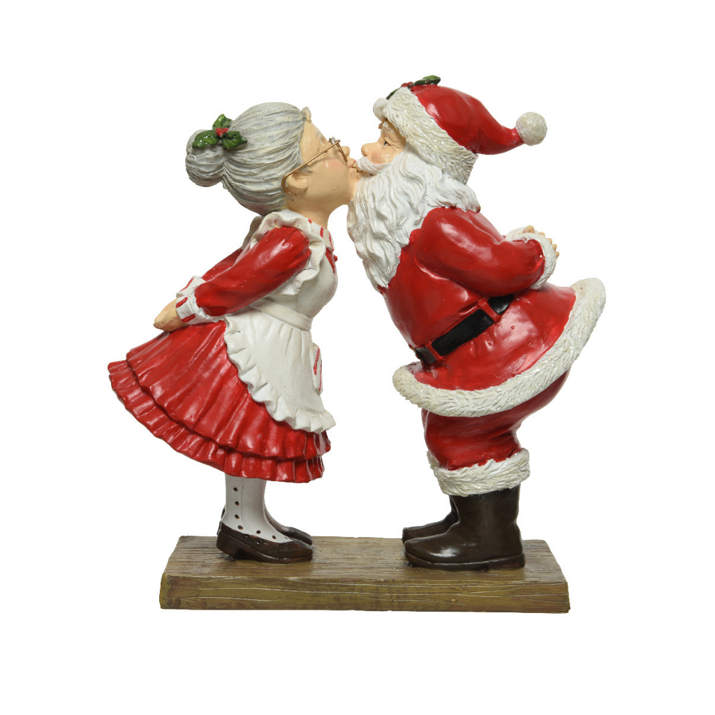Decoris Kerstman en Kerstvrouw kus 9 x 20 x 20 cm