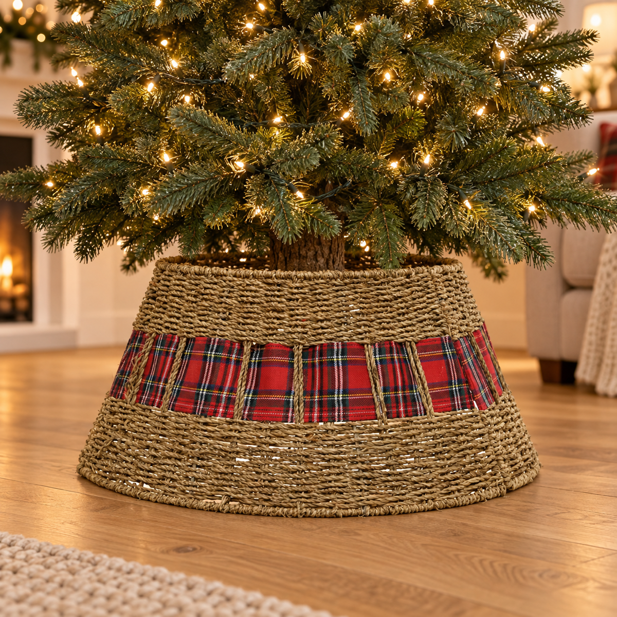 Decoris Kerstboomrok Everlands Rood Naturel 70 x 28 cm