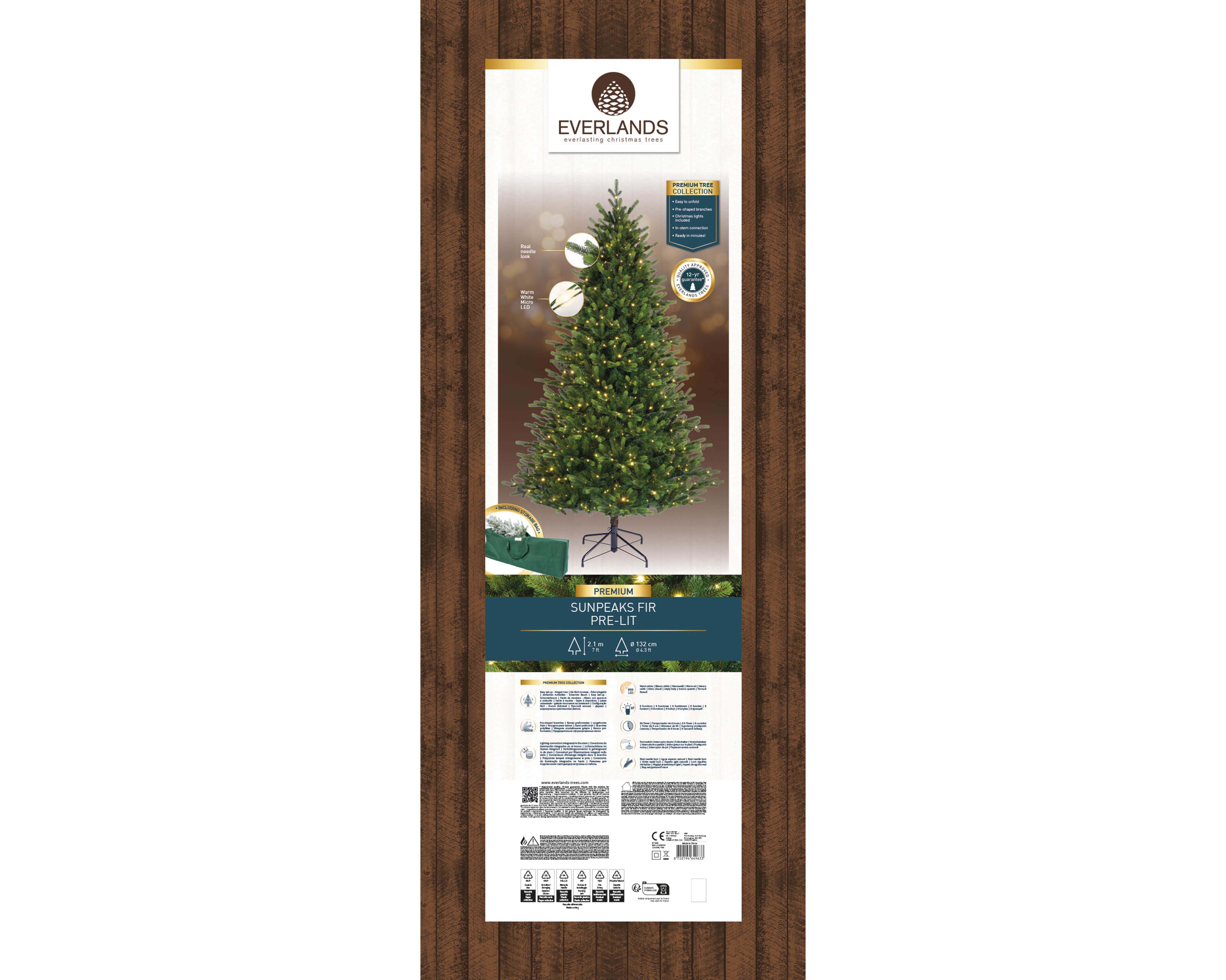 Everlands Kunstkerstboom Sunpeaks Groen met Verlichting 210 x 132 cm