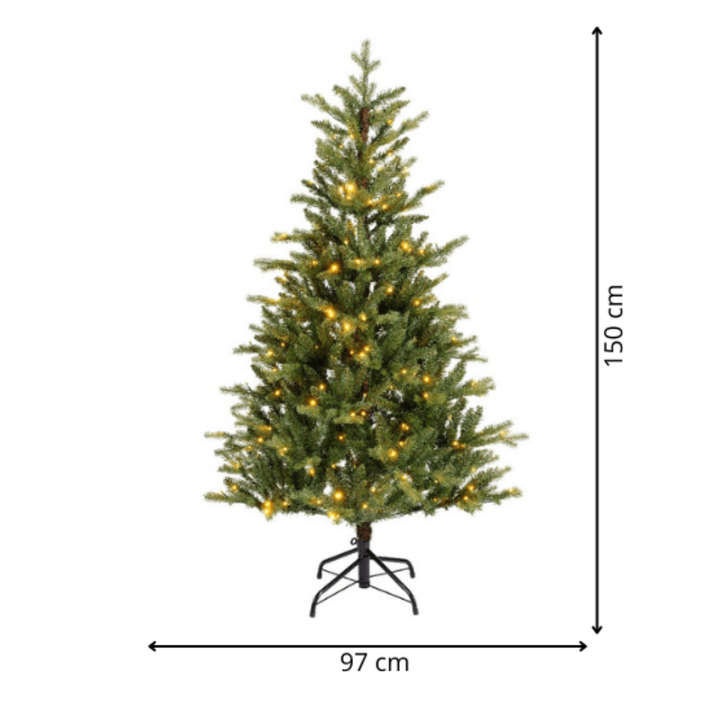 Everlands Kunstkerstboom Allison Groen met Verlichting 150 x 97 cm