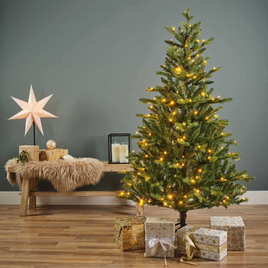 Everlands Kunstkerstboom Allison Groen met Verlichting 180 x 111 cm
