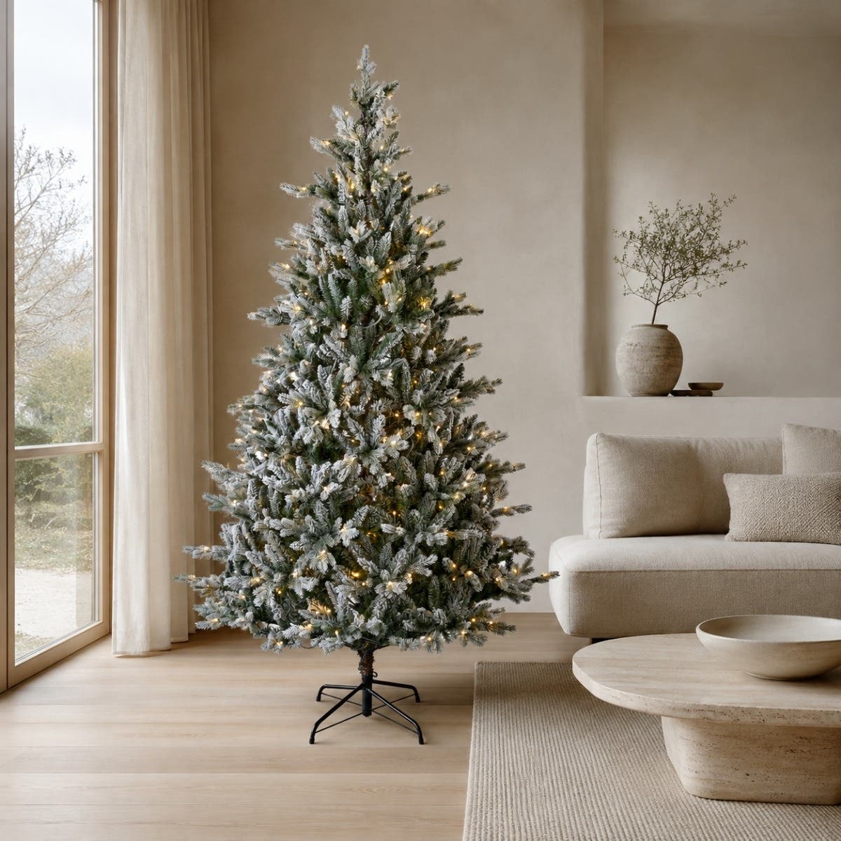 Everlands Kunstkerstboom Allison Wit Sneeuw met Verlichting 210 x 127 cm