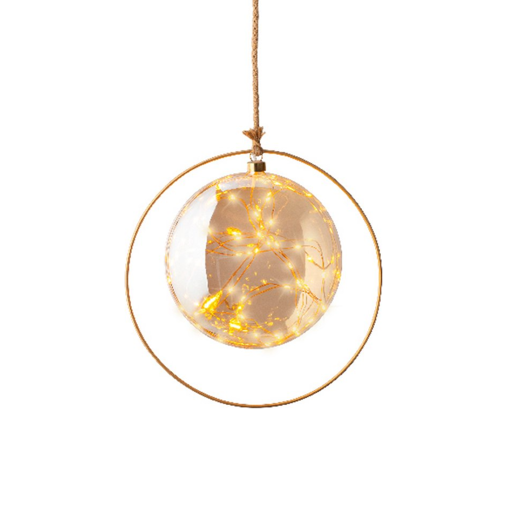 Micro LED bal met koperen ring klassiek warm 26 cm
