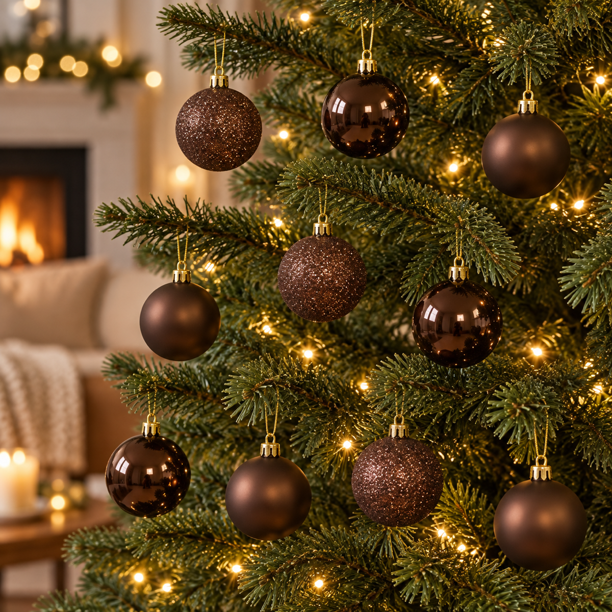 Decoris Kerstbal Kunststof Espresso Bruin 10 stuks 6 cm