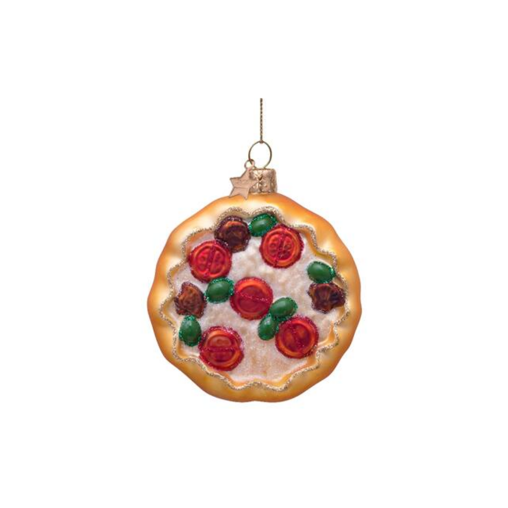 Vondels Kersthanger multi gekleurde pizza 8 cm