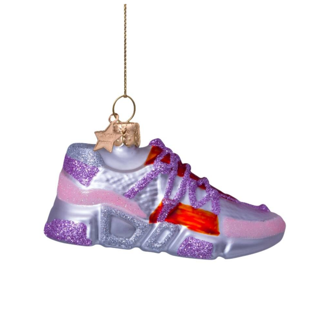 Vondels Kersthanger sneaker roze paars 6 cm