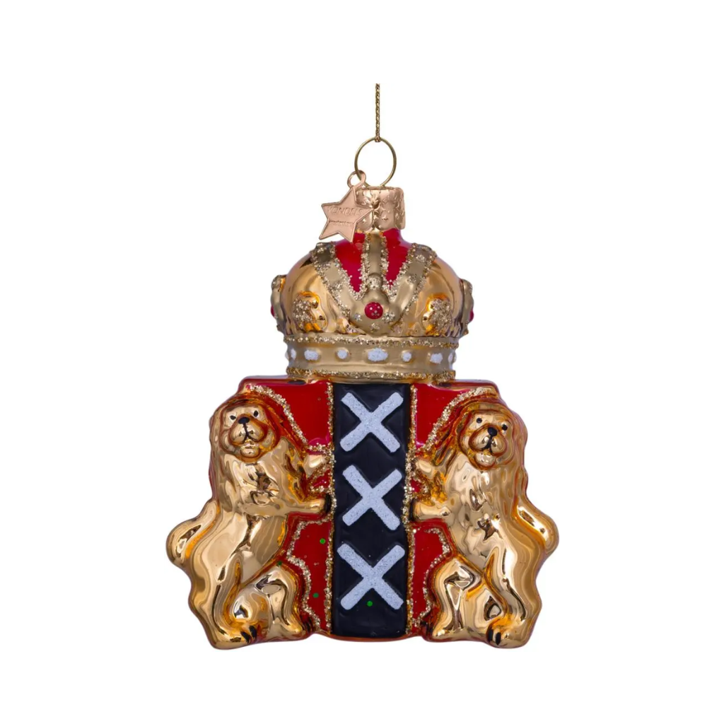 Vondels Kersthanger gouden schild van Amsterdam 9.5 cm