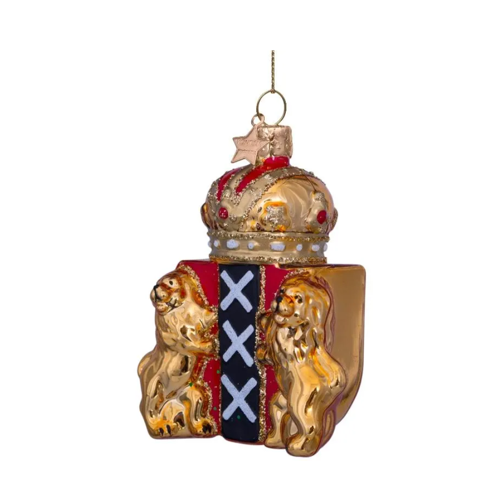 Vondels Kersthanger gouden schild van Amsterdam 9.5 cm