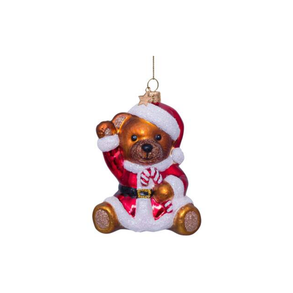 Vondels Kersthanger beer met kerstversiering 9.5 cm