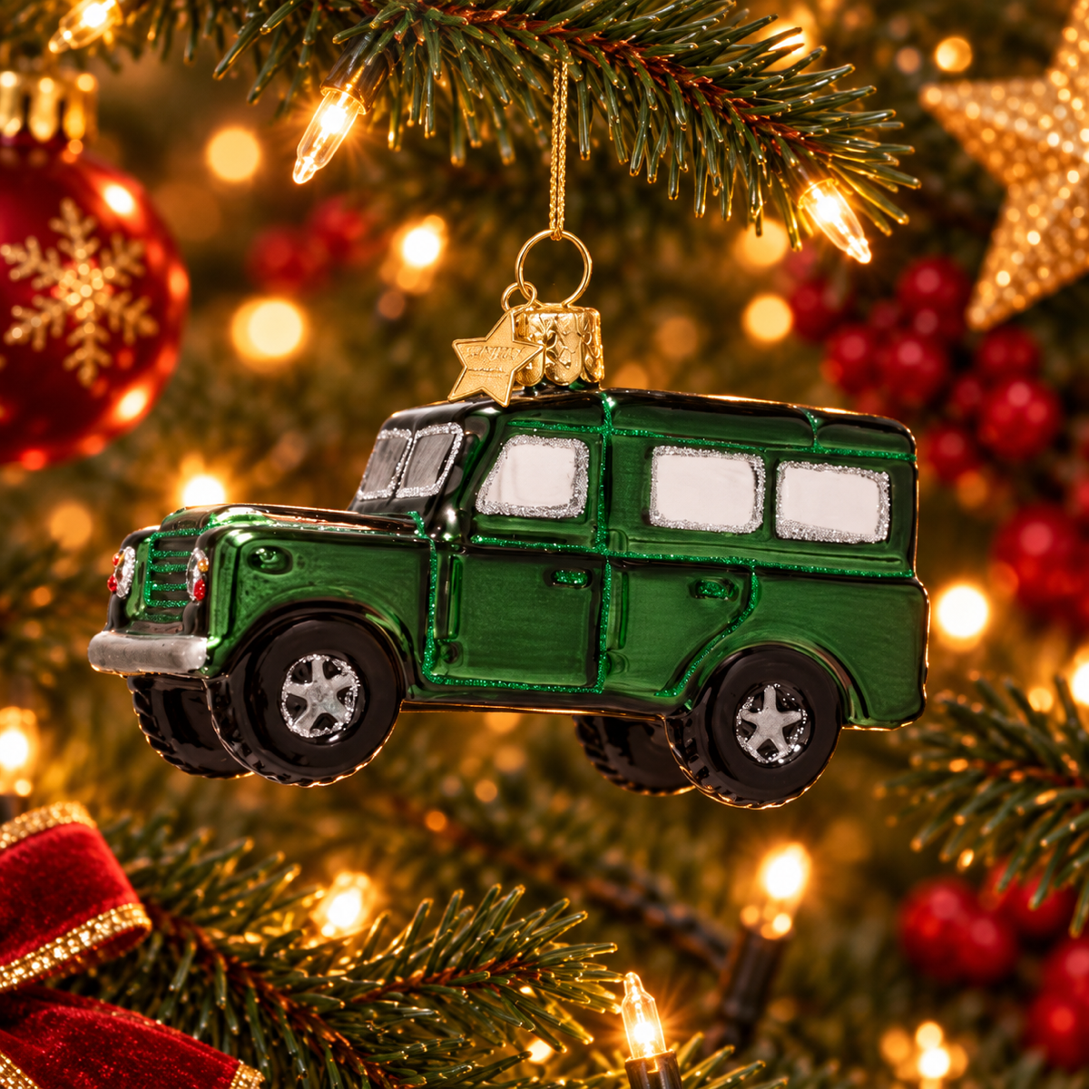 Vondels Kerstornament Auto Suv Groen 6 cm