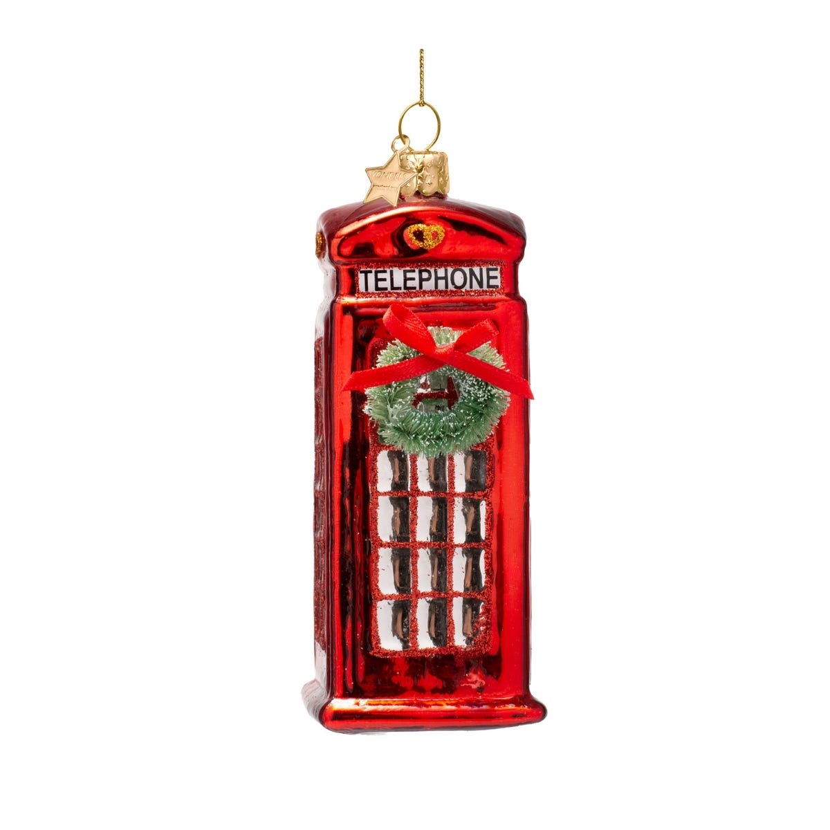Vondels Kerstornament Britse telefooncel Rood 4.5 x 5 x 12 cm