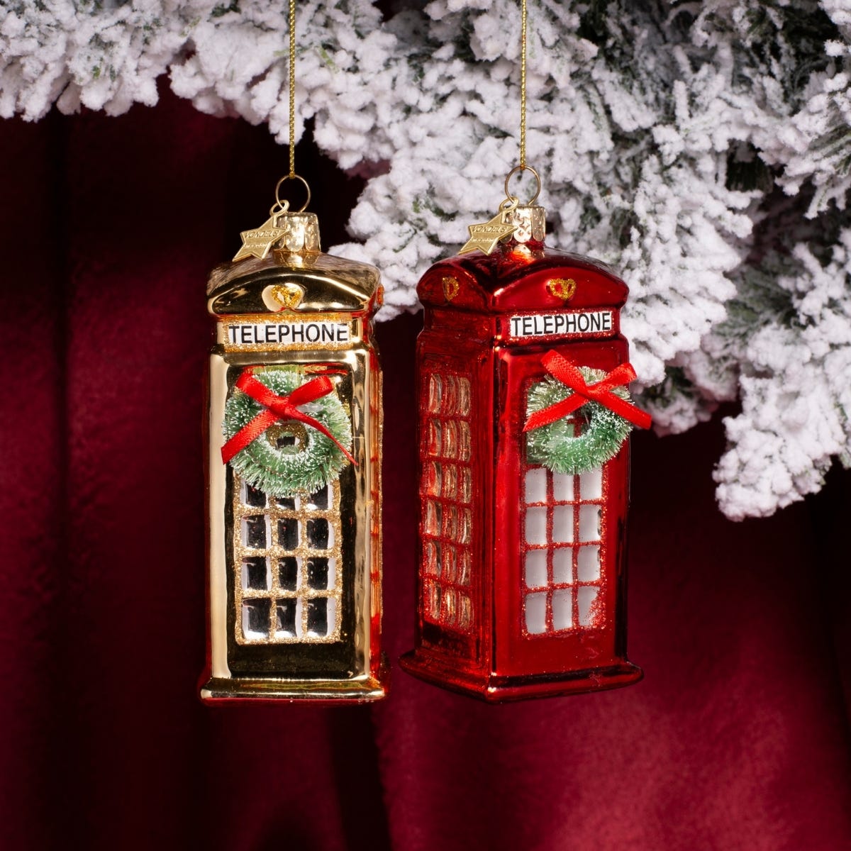 Vondels Kerstornament Britse telefooncel Rood 4.5 x 5 x 12 cm
