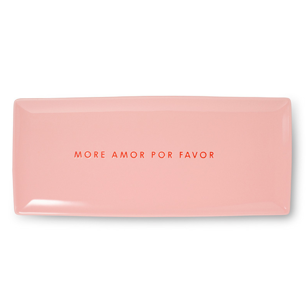 Vondels Ceramic plate more amor por favor pink 35 x 15 cm