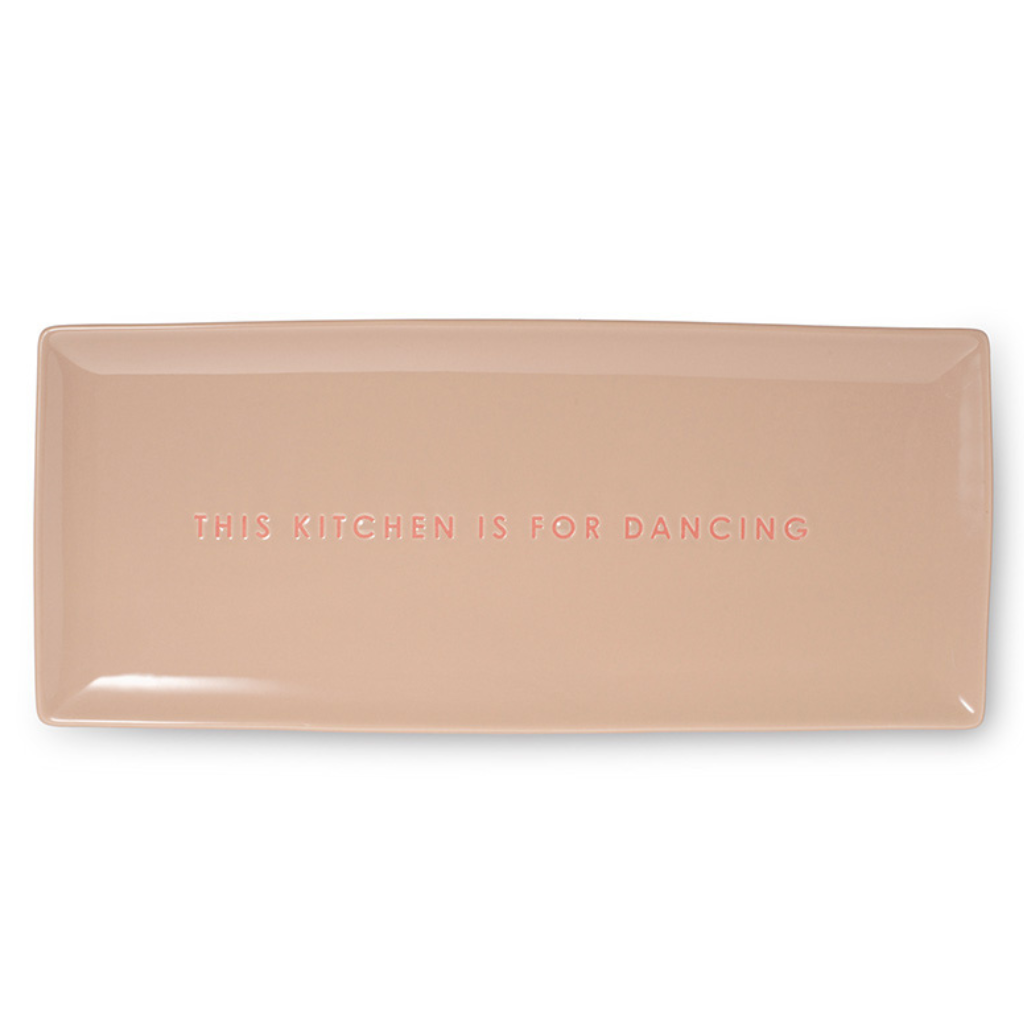 Vondels Ceramic plate this kitchen is for dancing beige 35 x 15 cm