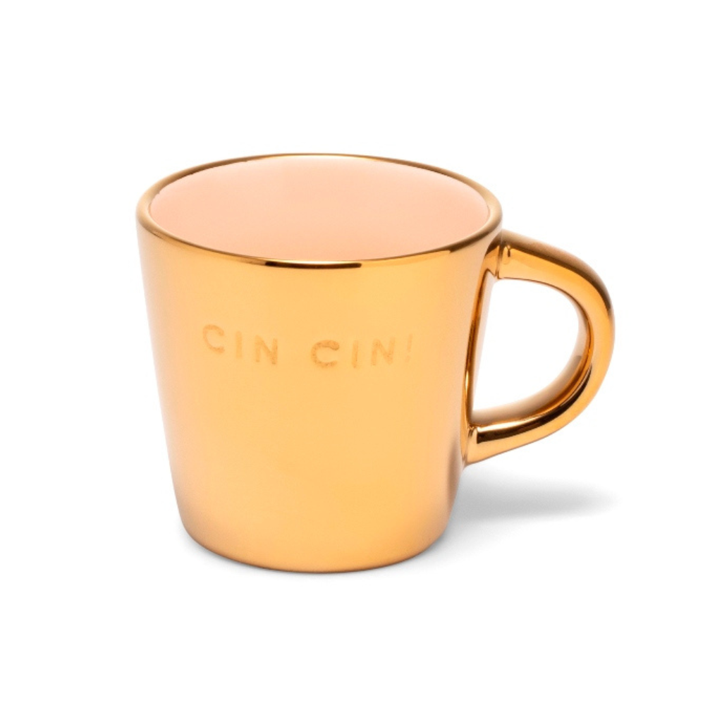 Vondels Ceramic espresso cup cin cin! gold ecru 80 ml